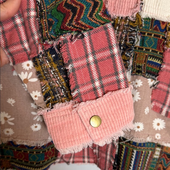 NWT Blue Velvet Women's Pink and White Patchwork Shacket Size M Boho Pockets - Picture 5 of 14
